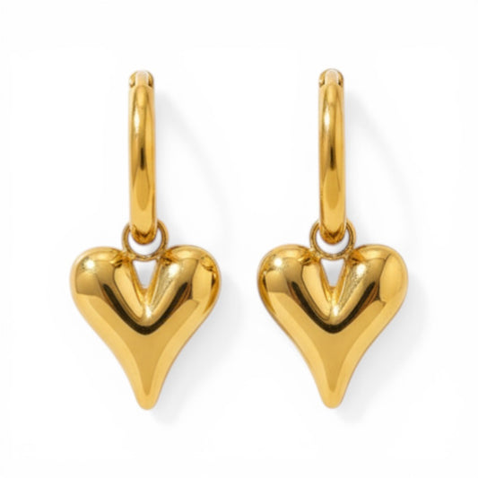 Lena Puff Heart Huggie Earrings