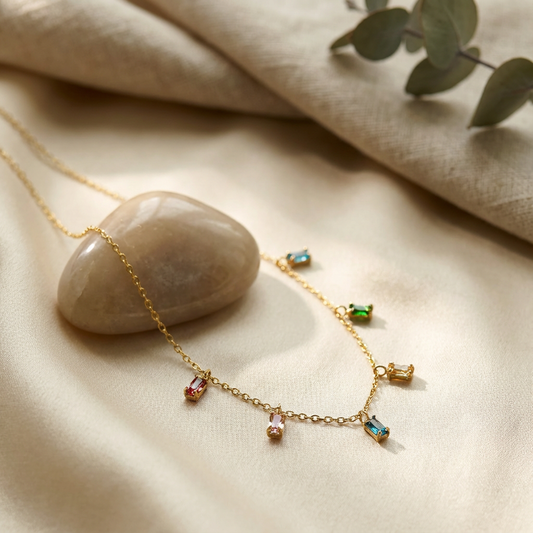 Jewel Confetti Rectangle Necklace