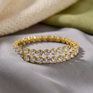Opulent Zircon Geometric Bangle Bracelet