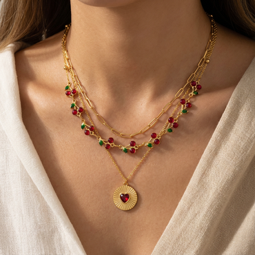 Lila Berry Heart Necklace