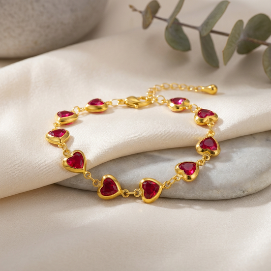 Ruby Princess Heart Bracelet