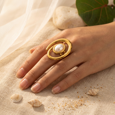 Marina Pearl Swirl Ring