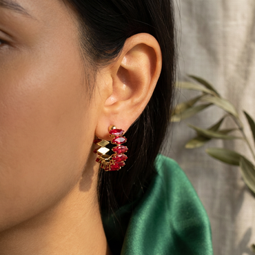 Crimson Eye Hoop Earrings