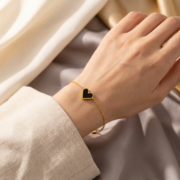 Ebony Heart Enamel Bracelet
