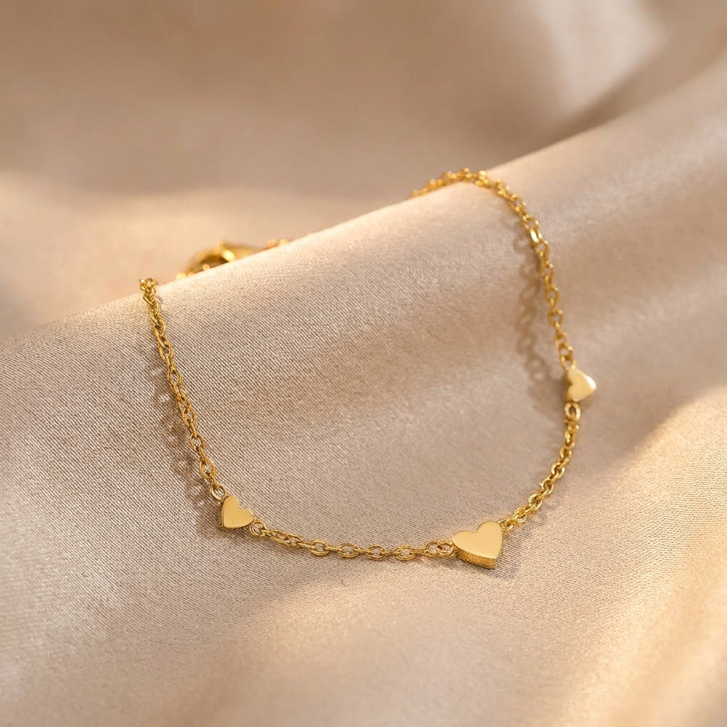 Petite Trio Heart Chain Bracelet