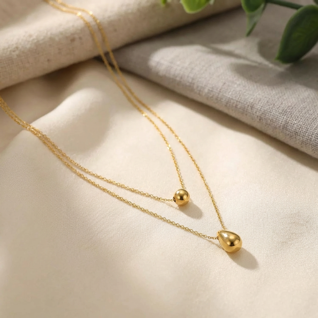 Luna Dual Droplet Layered Necklace