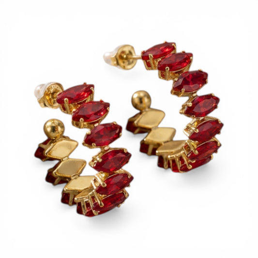 Crimson Eye Hoop Earrings