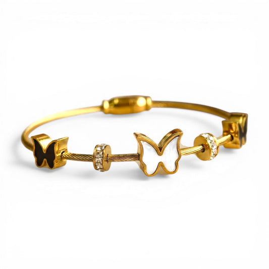 Butterfly Shell Zircon Bangle Bracelet