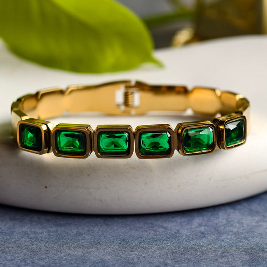 Emerald Retro Geometry Bracelet