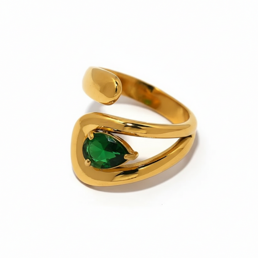 Luz Emerald Open Ring