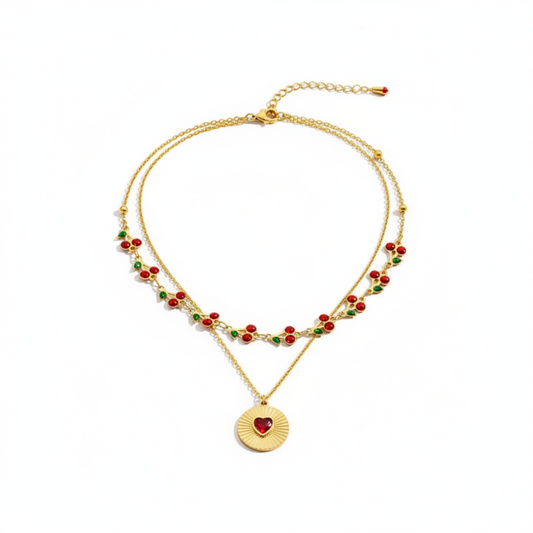 Lila Berry Heart Necklace