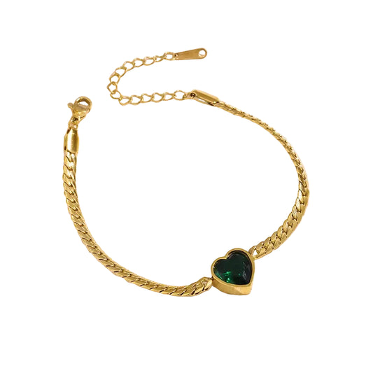 Cora Solo Emerald Heart Bracelet