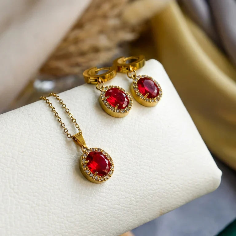 Elena Ruby Glow Jewelry Set That Brings Timeless Luxury To Every Occasion