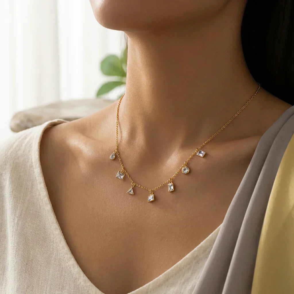 Prism Dangle Geo Necklace That Brings Modern Geometry And Effortless Glamour Together