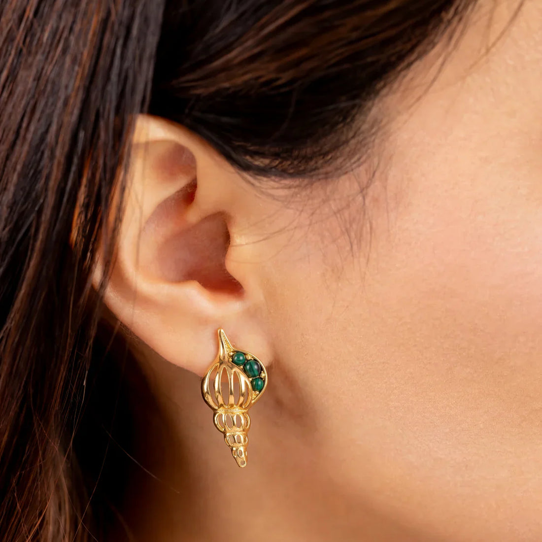 Turquoise Stud Earrings India | Nora Conch Studs | Pretty Shimmering Things