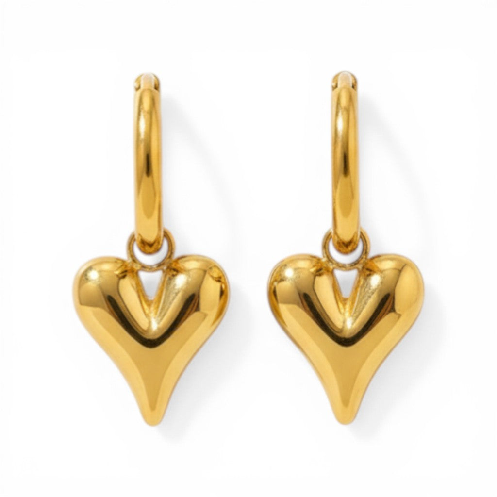 Lena Puff Heart Huggie Earrings