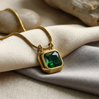 Emerald Prism Retro Pendant Necklace