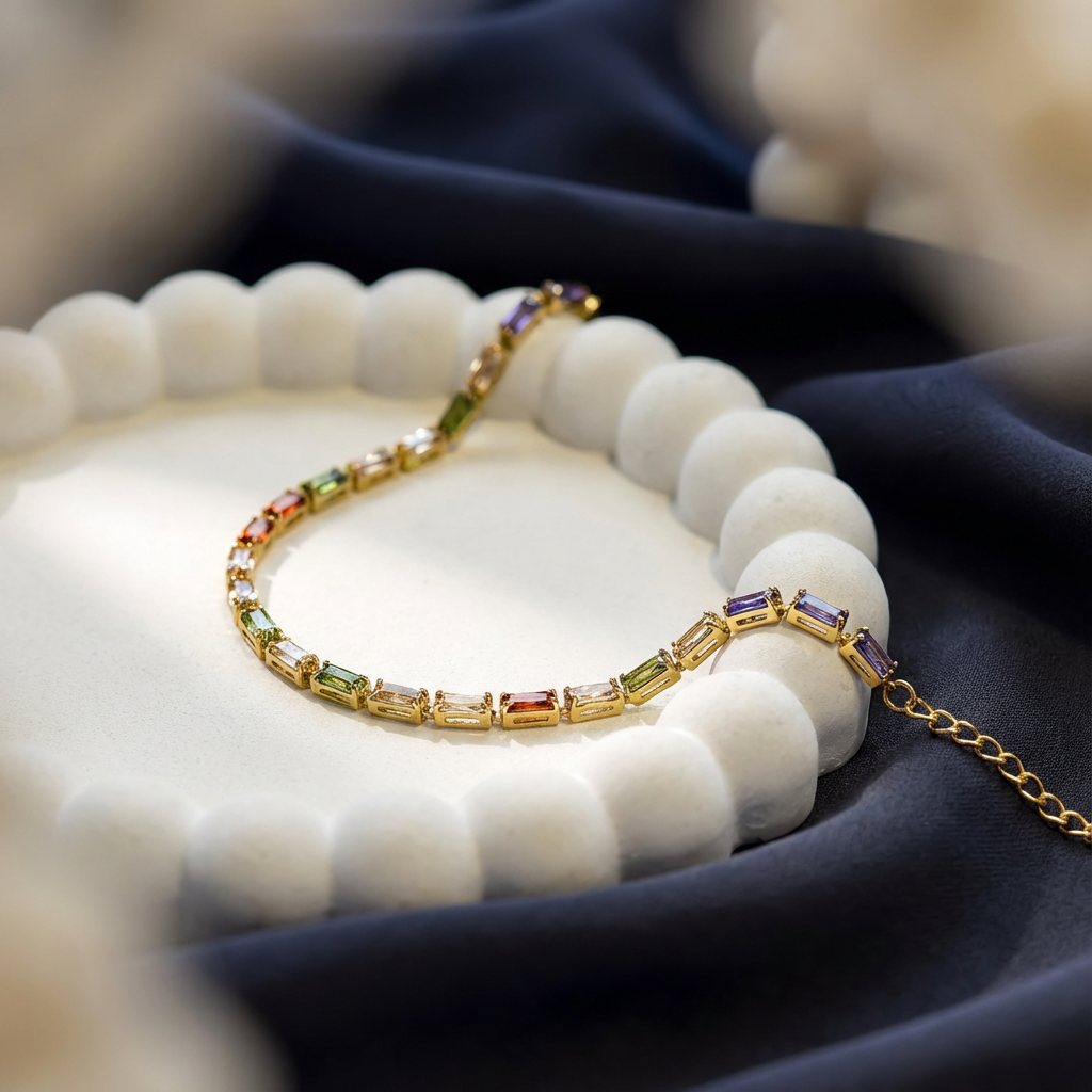 Prisma Baguette Rainbow Bracelet
