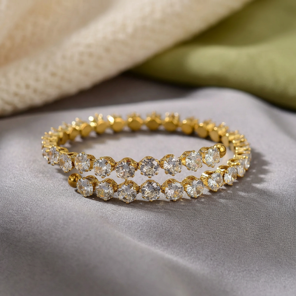 Opulent Zircon Geometric Bangle Bracelet