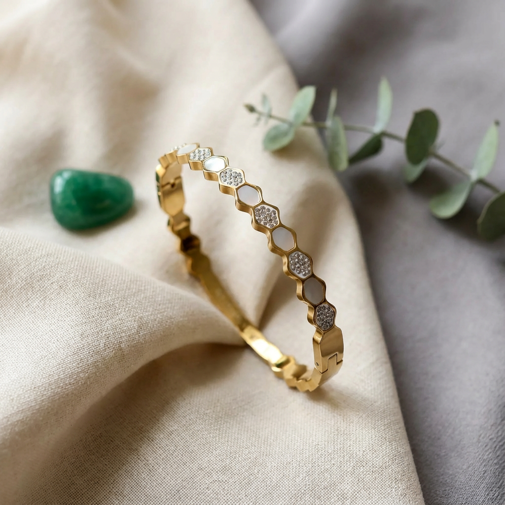 Honeycomb Enamel Sparkle Bangle
