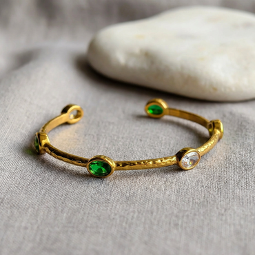 Emerald Halo Open Bangle