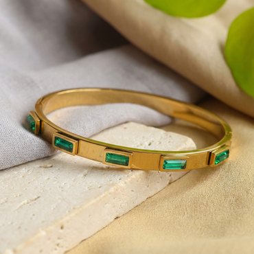 Emerald Edge Geometric Bangle