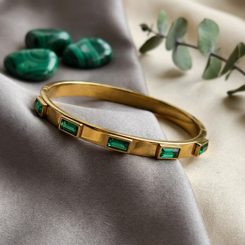 Emerald Edge Geometric Bangle