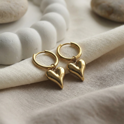 Lena Puff Heart Huggie Earrings
