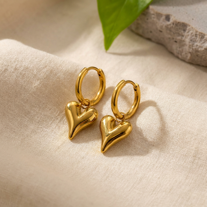 Lena Puff Heart Huggie Earrings