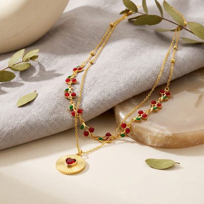 Lila Berry Heart Necklace