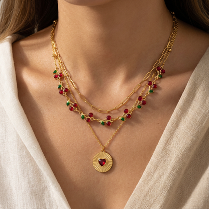 Lila Berry Heart Necklace