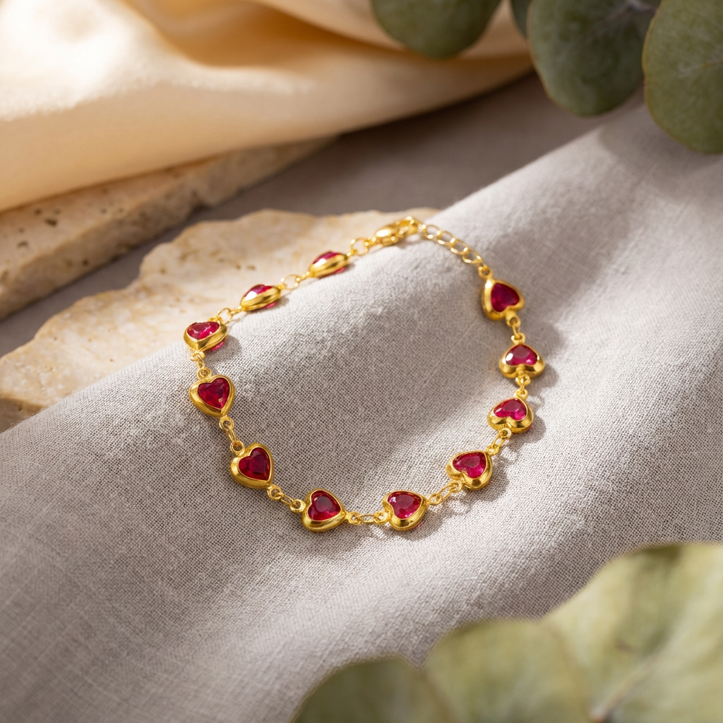 Ruby Princess Heart Bracelet