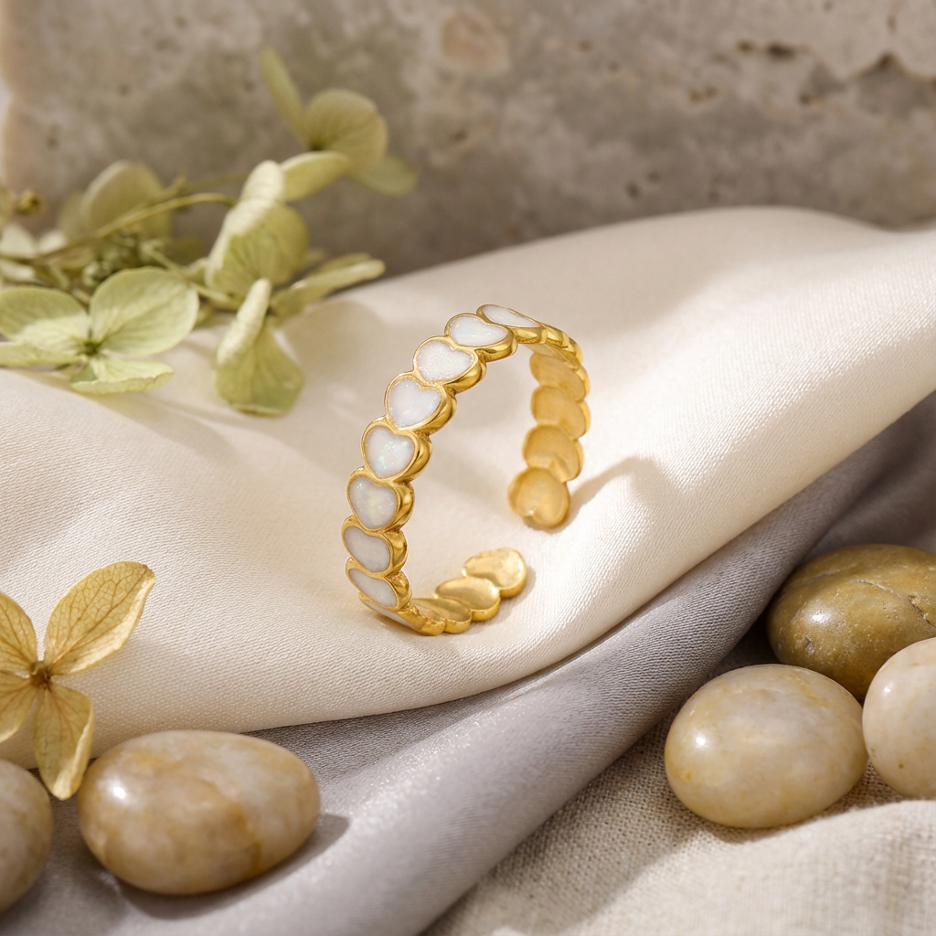 Opal Heart Whisper Ring