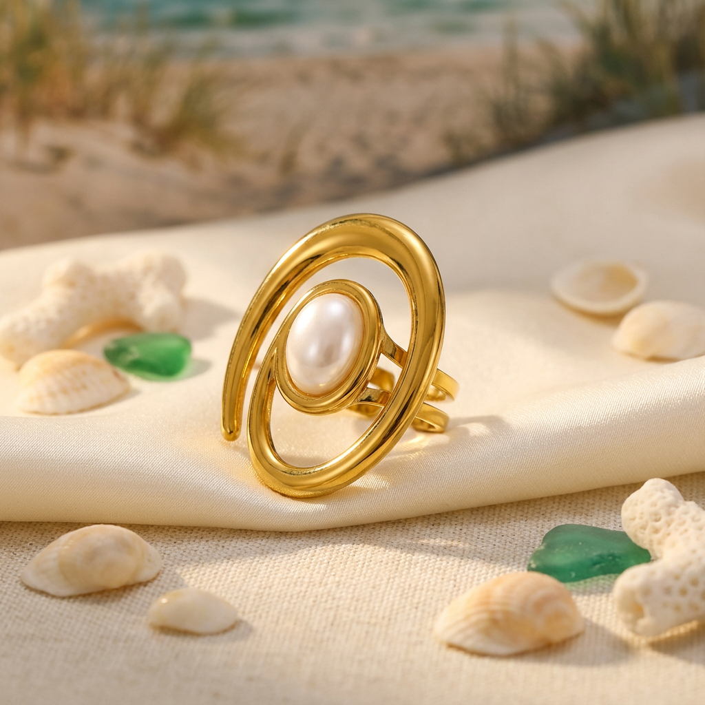 Marina Pearl Swirl Ring