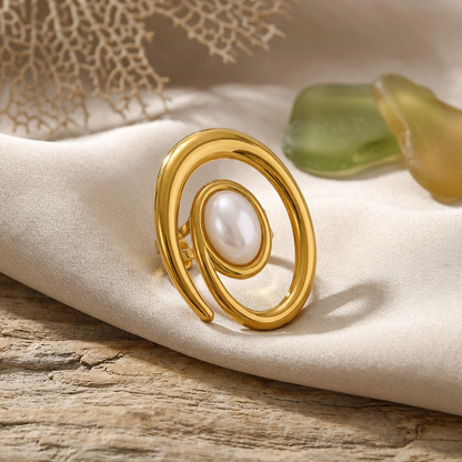Marina Pearl Swirl Ring