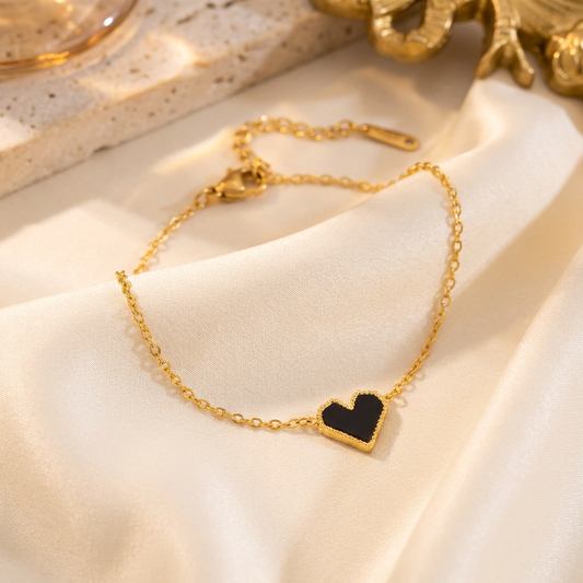Ebony Heart Enamel Bracelet