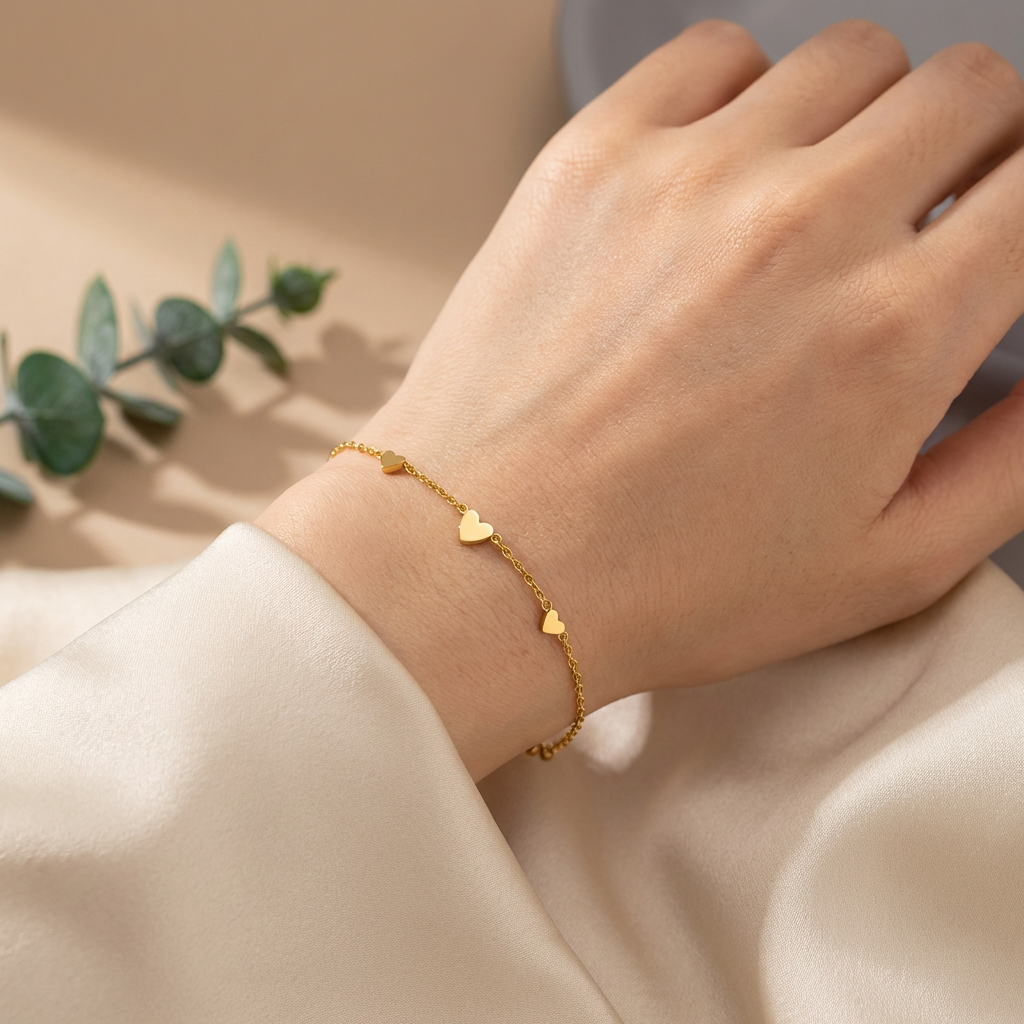 Petite Trio Heart Chain Bracelet