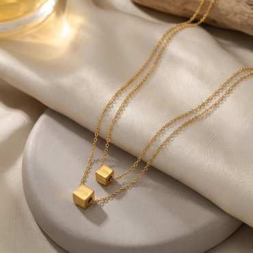 Aura Dual Layer Cube Necklace