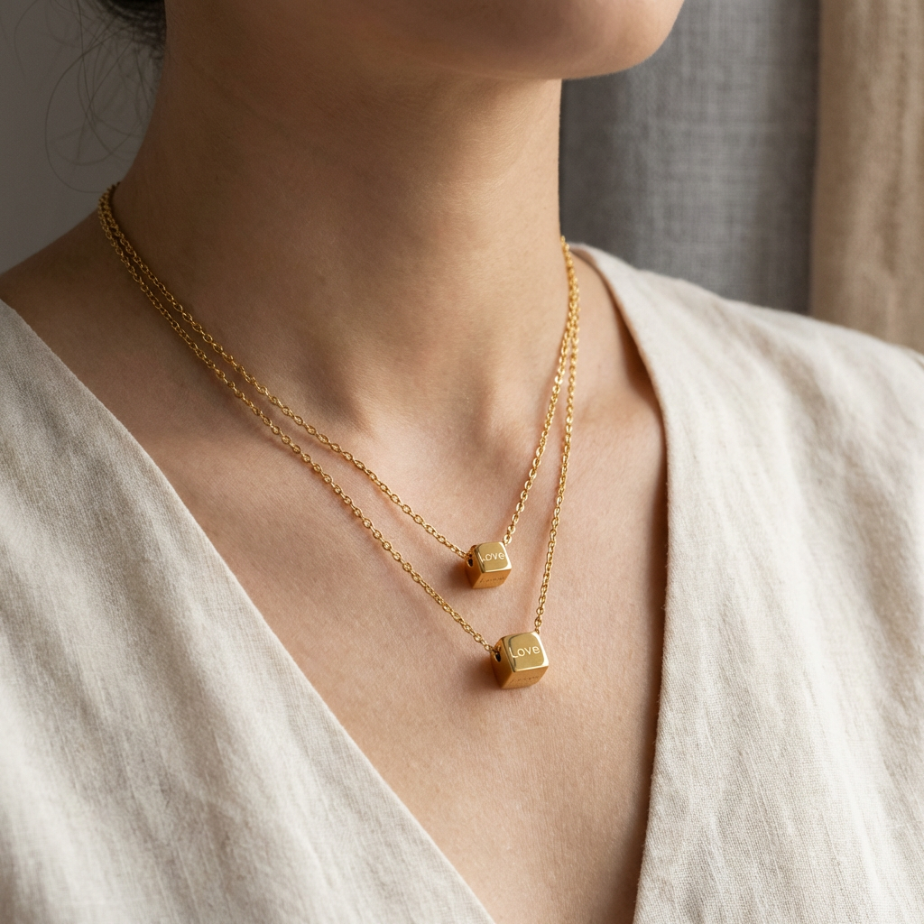 Aura Dual Layer Cube Necklace