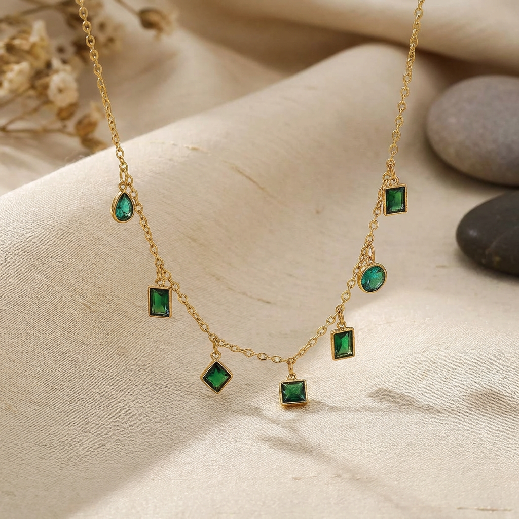 Prisma Emerald Dangle Necklace