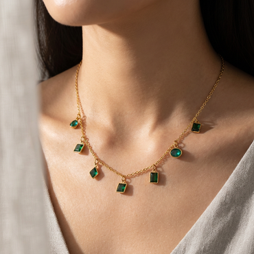 Prisma Emerald Dangle Necklace