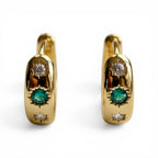 Emerald Halo Mini Hoops