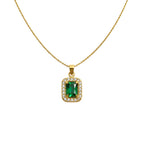 Emerald Halo Solitaire Necklace