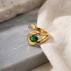 Luz Emerald Open Ring