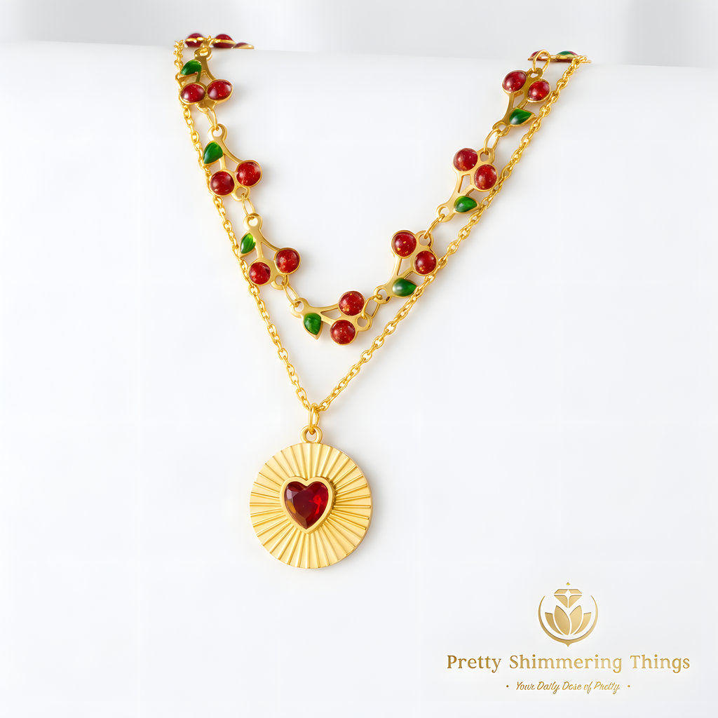 Lila Berry Heart Necklace