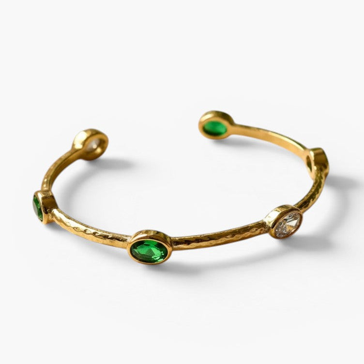 Emerald Halo Open Bangle
