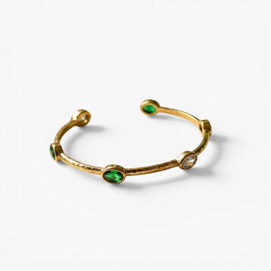 Emerald Halo Open Bangle