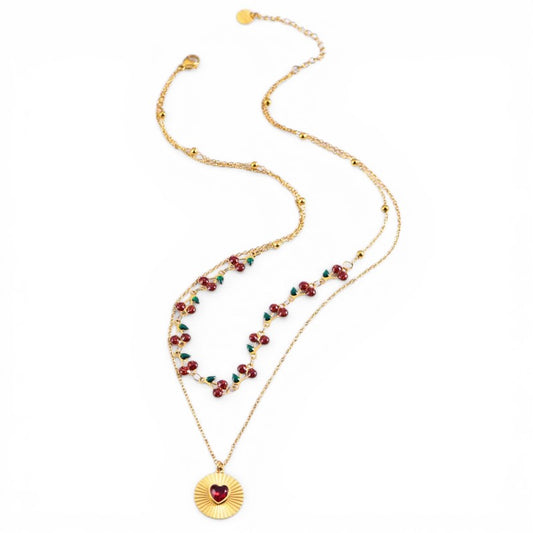 Lila Berry Heart Necklace