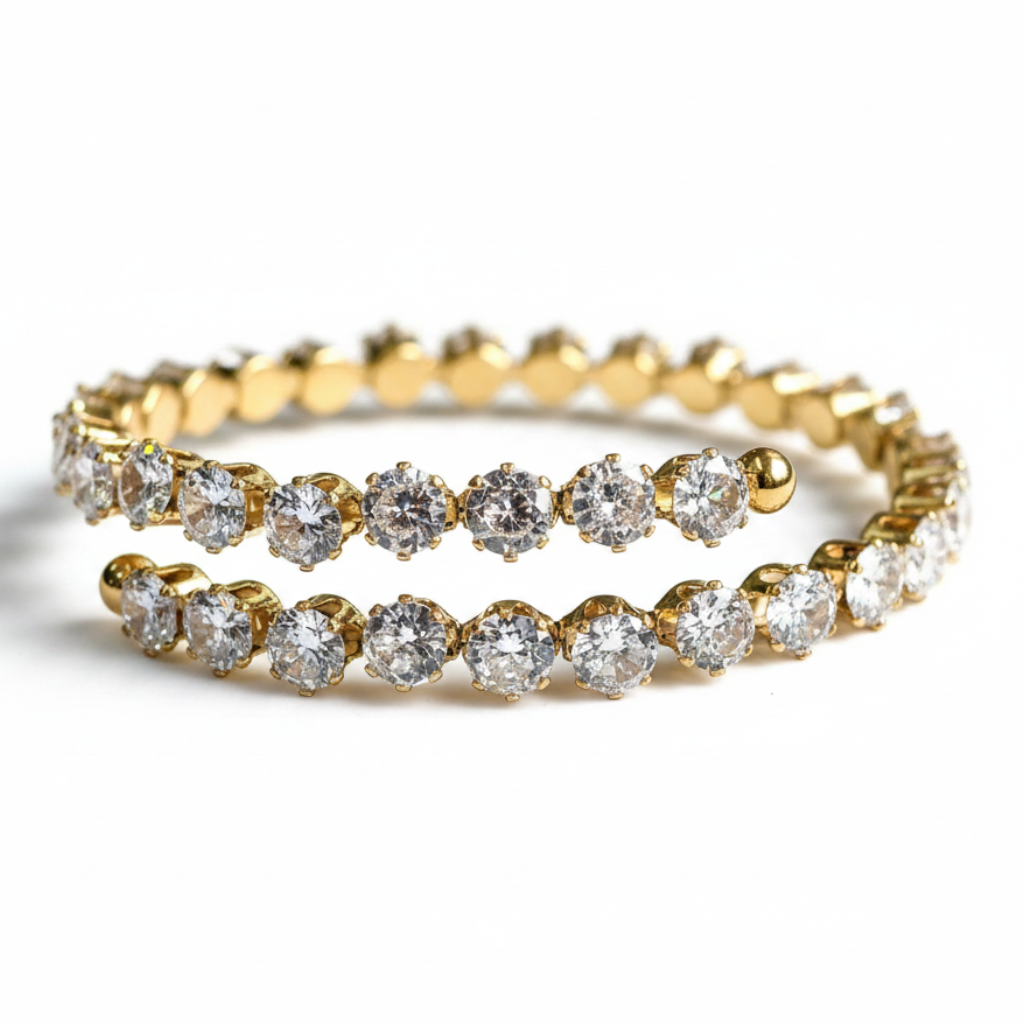 Opulent Zircon Geometric Bangle Bracelet
