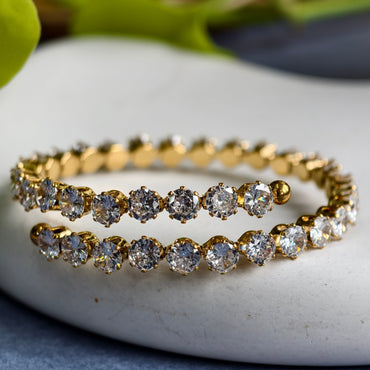 Opulent Zircon Geometric Bangle Bracelet